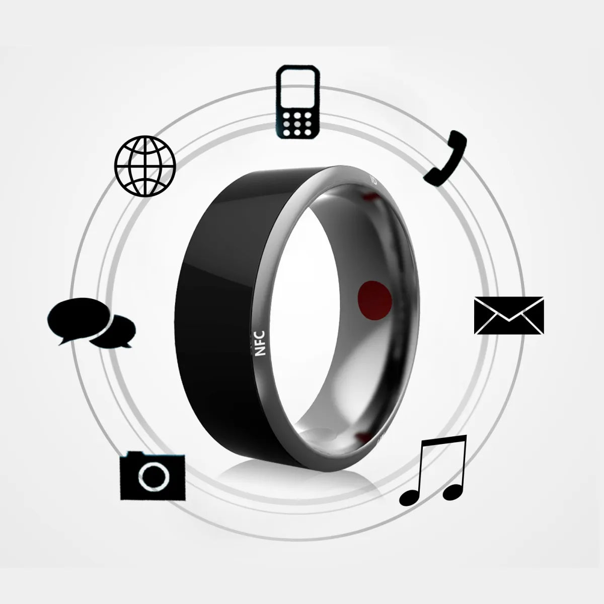Multifunctional Black Smart Wearable Ring